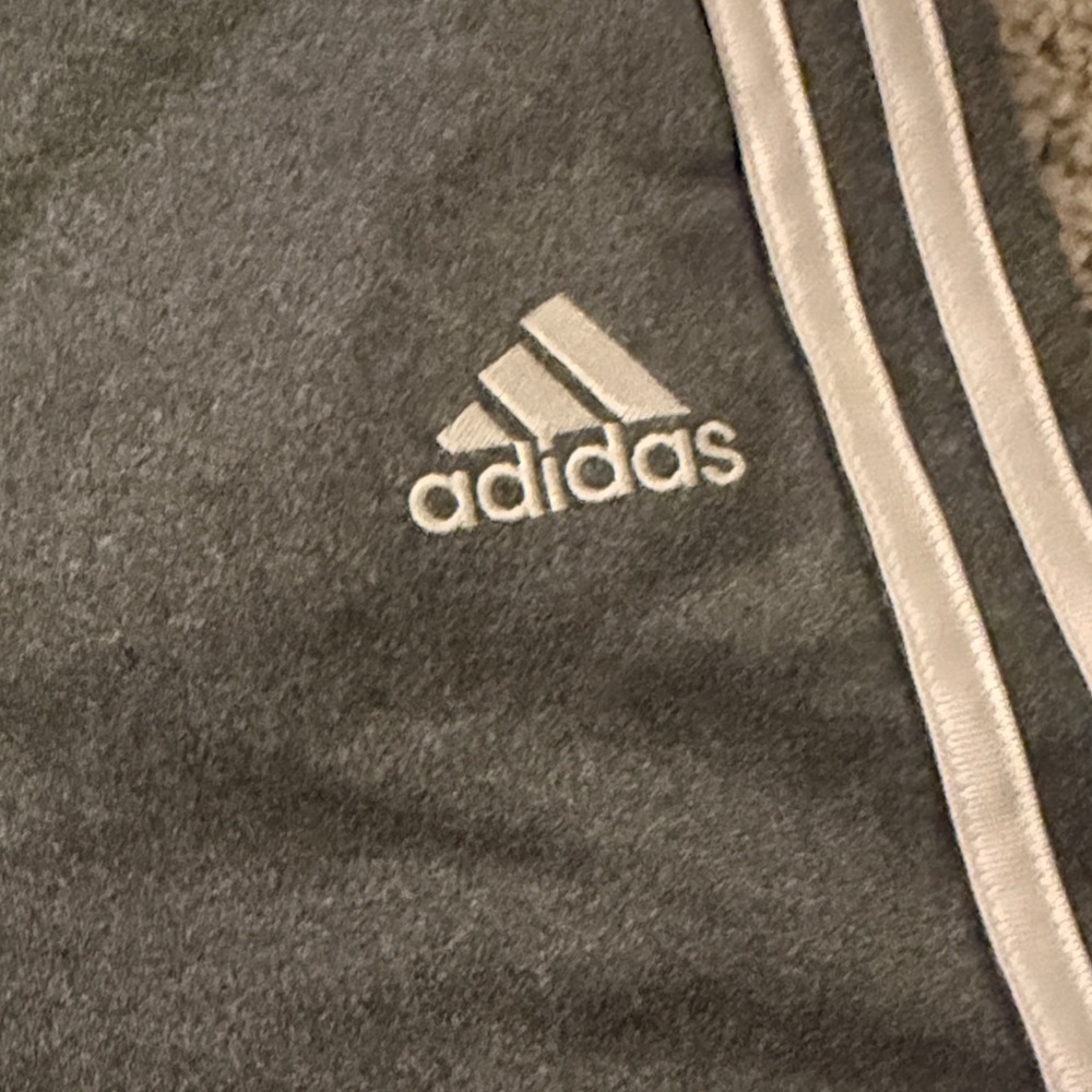 Adidas Kids Charcoal Joggers with White Stripes - Picture 3 of 5